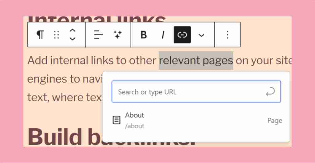 A screenshot showing how to add anchor text in Word Press